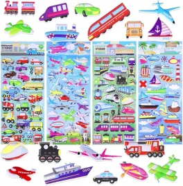 naklejki-3d-wypukle-dla-dzieci-motyw-transportowy-mix-wzorow-4-arkusze