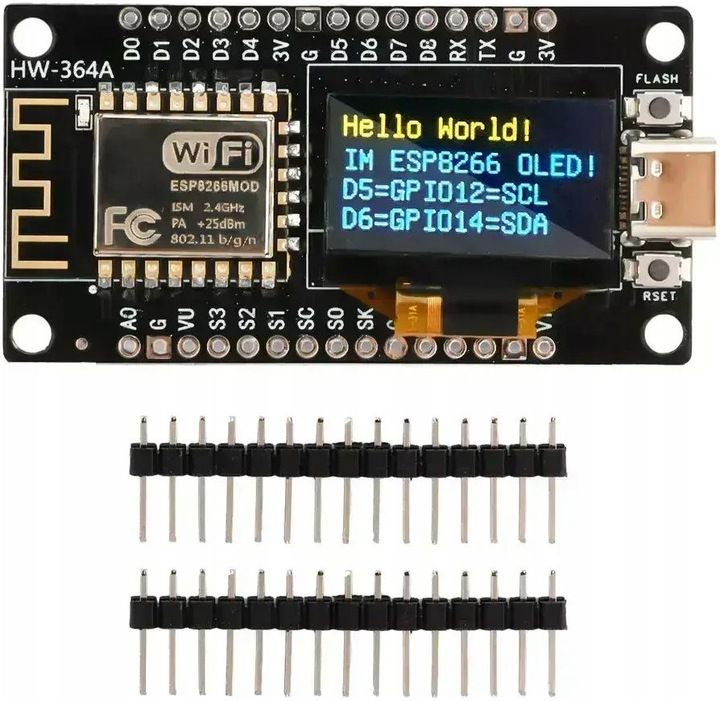 ESP8266 NODEMCU V3 OLED 0.96 128X64 Z USB-C DO ARDUINO IDE ... image.