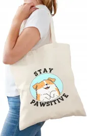 bawelniana-torba-na-zakupy-ecru-nadruk-wzory-psy-stay-pawsitive