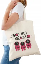 bawelniana-torba-na-zakupy-ecru-nadruk-wzory-squid-game