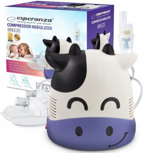 ﻿INHALATOR KOMPRESOROWY NEBULIZATOR 2 MASKI DLA DZIECI ROZPYLACZ KRÓWKA