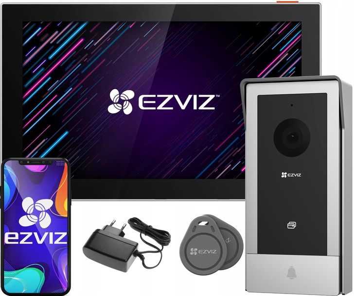 ﻿Wideodomofon WiFi EZVIZ Brama Furtka 2 żyły Aplikacja CP5 Ekran dotykowy
