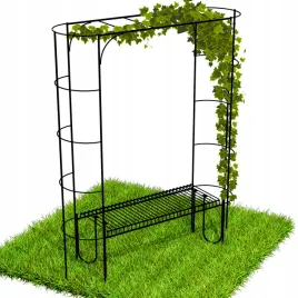 czarna-metalowa-pergola-z-lawka-ogrodowa-podpora-do-roz-roslin-200-cm