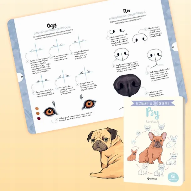 rysowanie-w-10-krokach-psy-justine-lecouffe-jezyk-polski