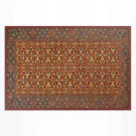 winylowy-dywan-z-nadrukiem-czerwony-niebieski-i-zolty-wzor-retro-80x120-cm