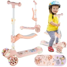 hulajnoga-trojkolowa-skladana-kolka-led-jezdzik-rozowy-3w1