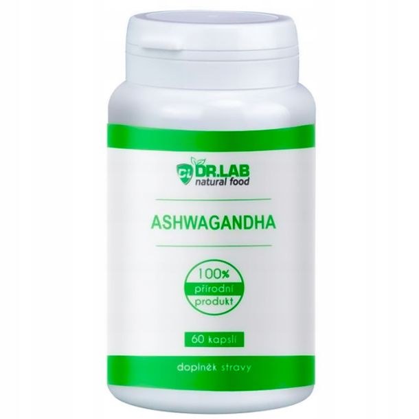 ﻿DR.LAB ASHWAGANDHA ASHWAGANDA100% CZYSTA BEZ WYPEŁNIACZY 60 KAPSUŁEK 500MG