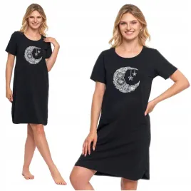 koszula-nocna-krotki-rekaw-prezent-pizama-damska-czarna-elegancka-moraj-xxl