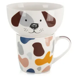 kubek-z-miseczka-dla-dziecka-porcelanowy-pies-2-el