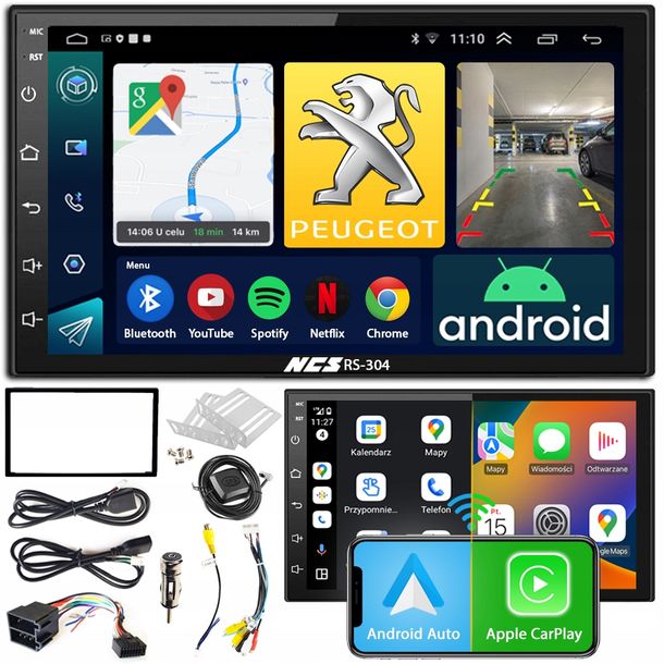 RADIO NAWIGACJA NCS RS-304 ANDROID DO PEUGEOT 307 2003-2006 2DIN BLUETOOTH