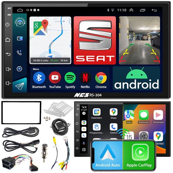 RADIO NAWIGACJA NCS RS-304 ANDROID DO SEAT IBIZA 2002-2008 2DIN BLUETOOTH