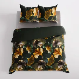 posciel-satynowa-160x200-marisel-zielen-butelkowa-liscie