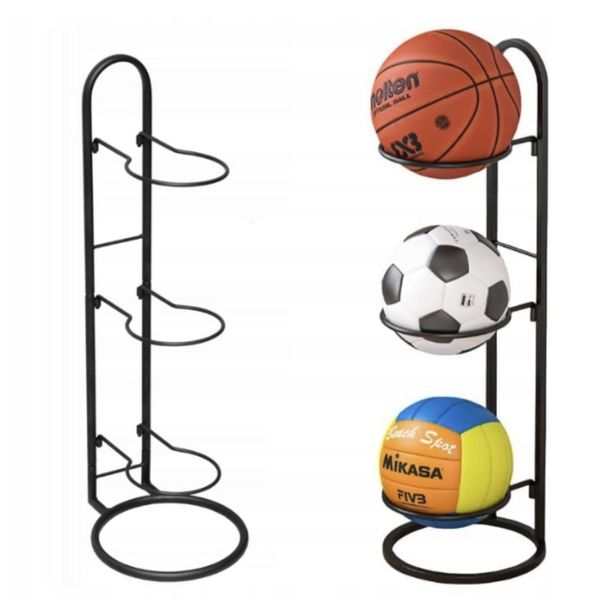 ﻿STOJAK NA PIŁKI NA 3 szt - REGAŁ METALOWY Stojący 68 cm
