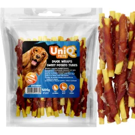 przysmak-przekaska-dla-psa-rurki-z-batatow-owiniete-kaczka-uniq-pets-500g