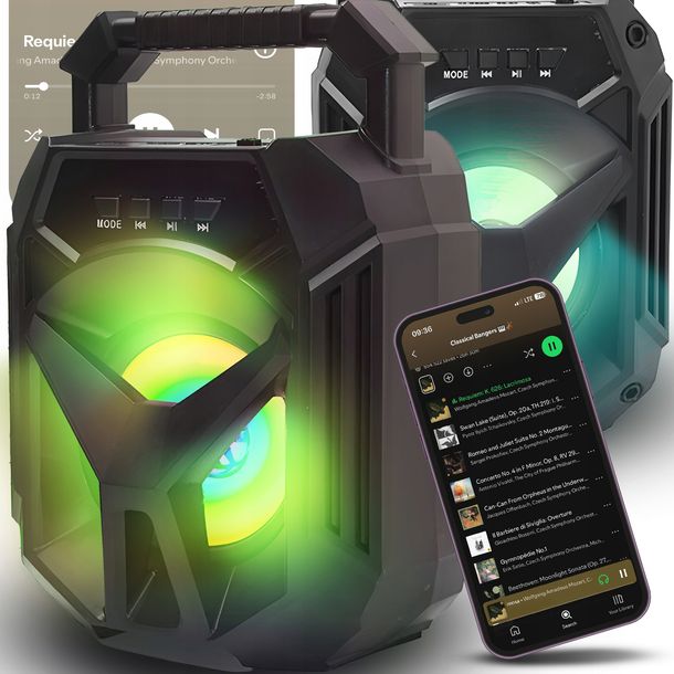 ﻿GŁOŚNIK PRZENOŚNY BLUETOOTH BEZPRZEWODOWY BOOMBOX RGB USB TF CARD AUX 400W