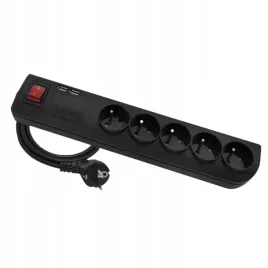 elgotech-przedluzacz-z-wylacznikiem-listwa-5-gniazd-3m-2-porty-usb-czarny