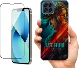 etui-na-samsung-galaxy-m33-5g-wzory-battlefield-szklo