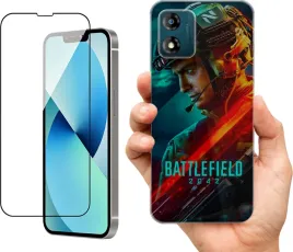 etui-na-motorola-moto-e13-wzory-battlefield-szklo