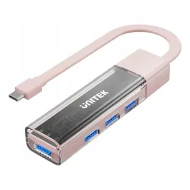 unitek-hub-dwukierunkowy-usb-c-usb-a-5gbps-4x-usb-a-rozowy
