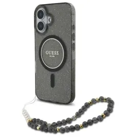 guess-iml-glitter-with-pearl-strap-magsafe-etui-iphone-16-czarny