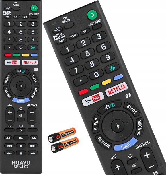 ﻿PILOT DO TELEWIZORÓW SONY SMART YOUTUBE NETFLIX UNIWERSALNY BATERIE GRATIS
