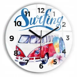 duzy-zegar-szklany-do-mieszkania-z-grafika-samochod-i-napis-surfing-fi30-cm