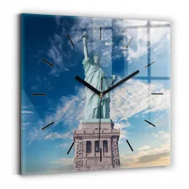 designerski-foto-zegar-szklany-do-wnetrz-statua-wolnosci-nowy-jork-30x30-cm