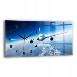 scienny-poziomy-zegar-szklany-ze-stylowym-nadrukiem-samolot-chmury-60x30-cm
