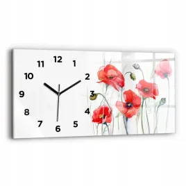 poziomy-zegar-szklany-na-sciane-do-kuchni-malowane-czerwone-maki-60x30-cm