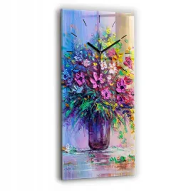 pionowy-zegar-szklany-scienny-do-biura-z-grafika-kwiaty-w-wazonie-30x60-cm