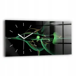 minimalistyczny-zegar-szklany-scienny-ze-wzorem-zielona-abstrakcja-60x30-cm