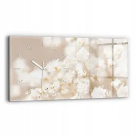 designerski-zegar-szklany-do-wnetrz-z-nadrukiem-male-biale-kwiaty-60x30-cm