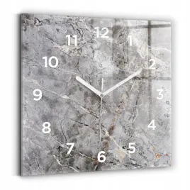 kwadratowy-zegar-szklany-do-kuchni-z-grafika-szary-granit-marmur-30x30-cm