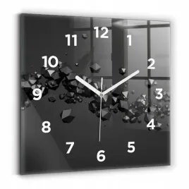 kwadratowy-zegar-szklany-designerski-do-wnetrz-czarna-abstrakcja-30x30-cm