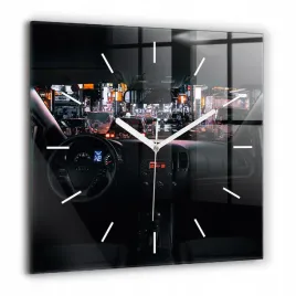 kwadratowy-zegar-szklany-do-salonu-z-grafika-samochod-w-tokio-xxl-60x60-cm