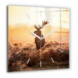 scienny-kwadratowy-foto-zegar-szklany-jelen-o-wschodzie-slonca-xxl-60x60-cm