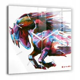 duzy-kwadratowy-zegar-szklany-do-mieszkania-ze-wzorem-kon-w-biegu-60x60-cm
