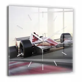 kwadratowy-zegar-do-salonu-szklany-sportowy-bolid-wyscigowy-duzy-60x60-cm