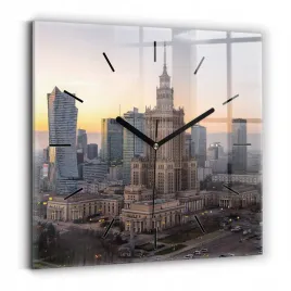 dekoracyjny-kwadratowy-zegar-szklany-na-sciane-panorama-warszawy-30x30-cm