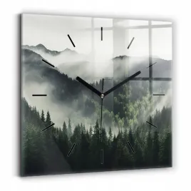 kwadratowy-zegar-szklany-scienny-do-salonu-z-grafika-las-krajobraz-30x30-cm