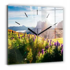 minimalistyczny-kwadratowy-foto-zegar-szklany-scienny-laka-lawenda-30x30-cm