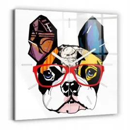 wiszacy-kwadratowy-foto-zegar-szklany-buldog-francuski-w-okularach-30x30-cm