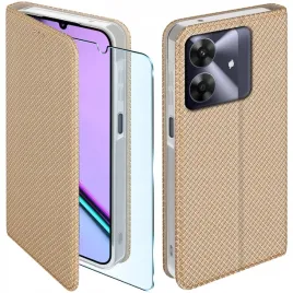 etui-z-klapka-do-realme-note-60-zamykane-zlote-futeral-szklo-9h