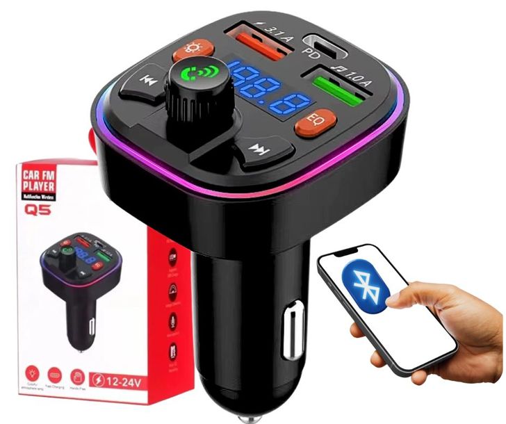 ﻿TRANSMITER BLUETOOTH SAMOCHODOWY FM ZESTAW GŁOŚNOMÓWIĄCY SZYBKIE ŁADOWANIE