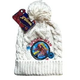 czapka-dziecieca-marvel-spiderman-dla-chlopca-zimowa-z-pomponem-biala