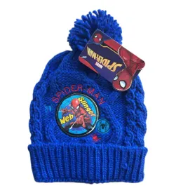 czapka-dziecieca-marvel-spiderman-dla-chlopca-zimowa-z-pomponem-niebieska