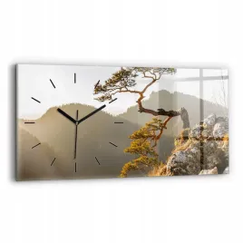 foto-zegar-szklany-scienny-do-nowoczesnych-wnetrz-drzewo-w-gorach-60x30-cm