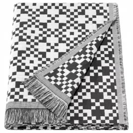 ikea-ginstsackmal-pled-130x170-cm-bialy-czarny-fredzle-koc-narzuta