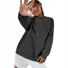 bluza-damska-oversize-bawelniana-sukienka-luzna-grafitowa-bez-kaptura-s