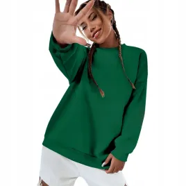 bluza-damska-oversize-bawelniana-sukienka-luzna-zielona-bez-kaptura-s